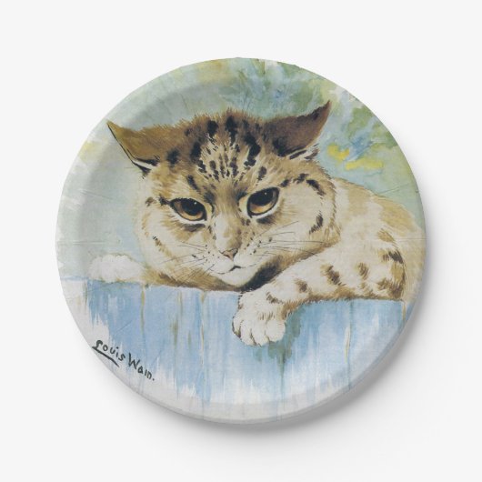 ルイワーインヴィンテージキャットネクストドアイラストレーション ペーパープレート (正面)