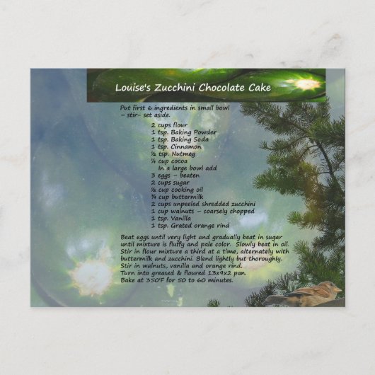 ルイーズのズッキーチョコレートケーキ葉書 ポストカード (正面)