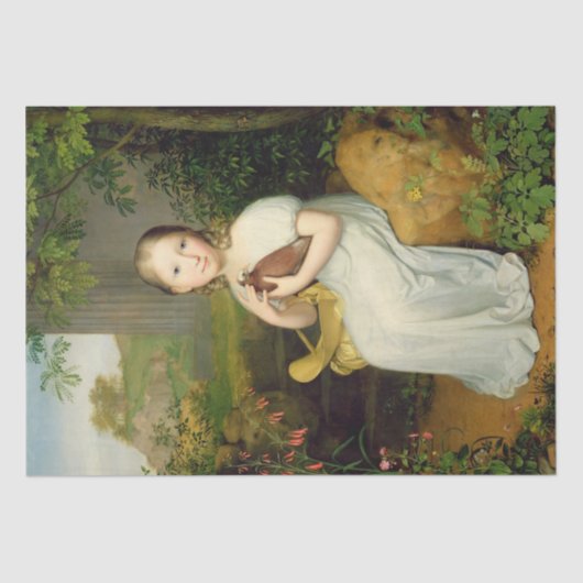 ルイーズの鳥ポートレートを子どもとして持つ少女 薄葉紙 (正面)