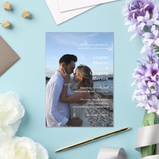 ルイーズシンプルフォトモダンウェディング日付を保存 アクリル招待状 (インサイチュ (ウェディング))