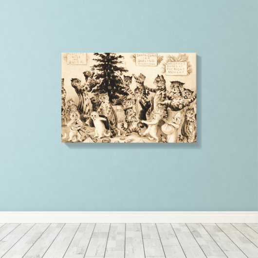 ルイ飾ワーインの猫のクリスマスツリー キャンバスプリント (インサイチュ (ウッドフロア))