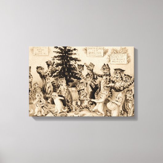 ルイ飾ワーインの猫のクリスマスツリー キャンバスプリント (正面)