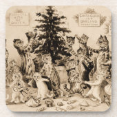 ルイ飾ワーインの猫のクリスマスツリー コースター (正面)