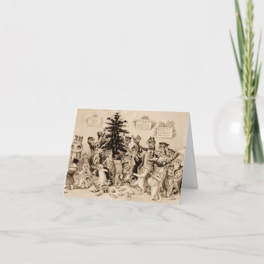 ルイ飾ワーインの猫のクリスマスツリー サンキューカード (正面)