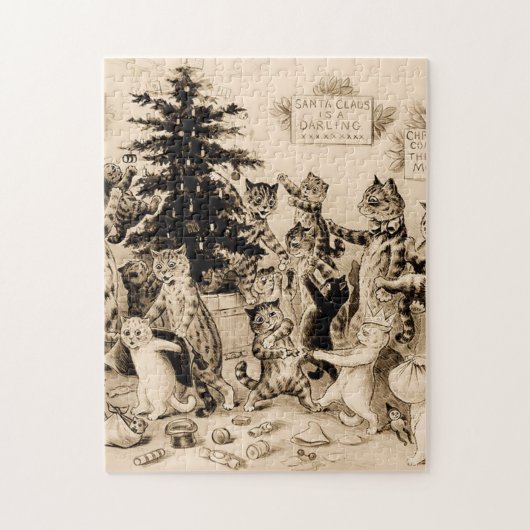 ルイ飾ワーインの猫のクリスマスツリー ジグソーパズル (縦)