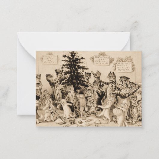 ルイ飾ワーインの猫のクリスマスツリー ノートカード (正面)