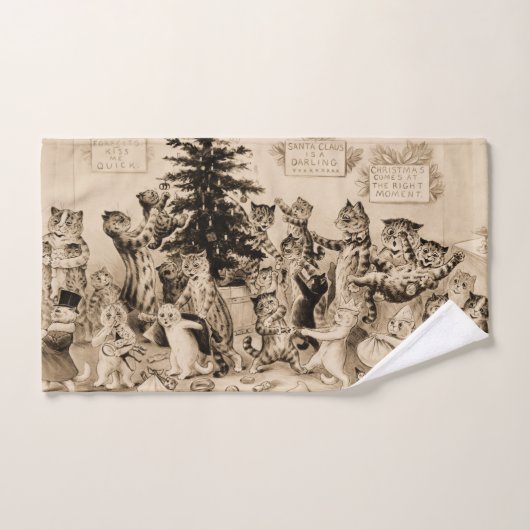 ルイ飾ワーインの猫のクリスマスツリー ハンドタオル (ハンドタオル)