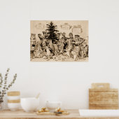 ルイ飾ワーインの猫のクリスマスツリー ポスター (キッチン)