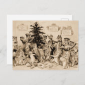 ルイ飾ワーインの猫のクリスマスツリー ポストカード (正面/裏面)