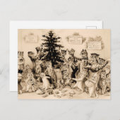 ルイ飾ワーインの猫のクリスマスツリー ポストカード (正面/裏面)