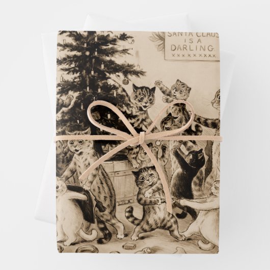 ルイ飾ワーインの猫のクリスマスツリー ラッピングペーパーシート (インサイチュ)