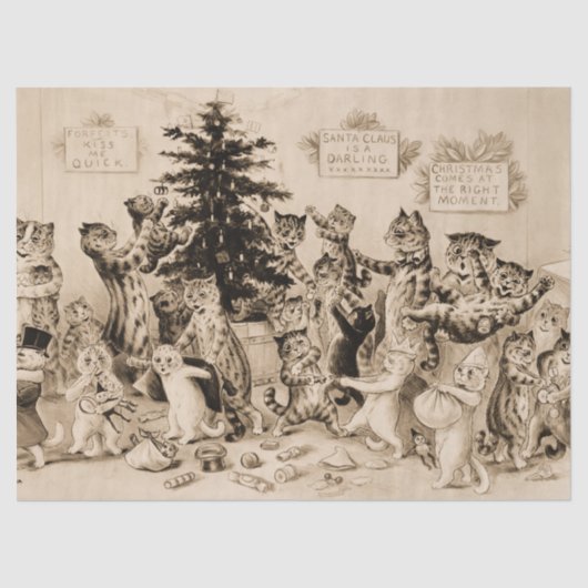 ルイ飾ワーインの猫のクリスマスツリー 薄葉紙 (正面)
