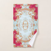 ルイ15世エレガント赤金ゴールドメッキフローラタオル バスタオルセット (ハンドタオル)