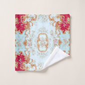 ルイ15世エレガント赤金ゴールドメッキフローラタオル バスタオルセット (ウォッシュタオル)