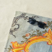 ルイ15世エレガント金ゴールドペイズリー王室のフローラブルー ビーチタオル (インサイチュ)