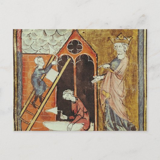 ルイ6世が建築を見守る ポストカード (正面)