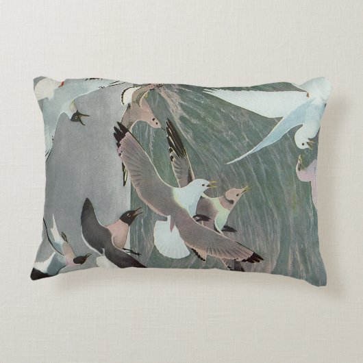 ルイ・アガスフエルテスによる海波の上のカモメ アクセントクッション (裏面)