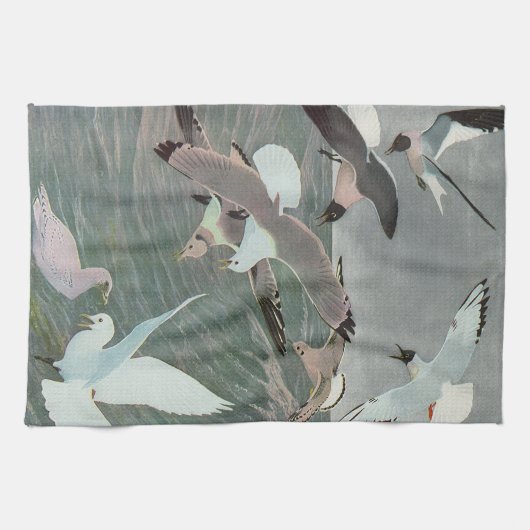 ルイ・アガスフエルテスによる海波の上のカモメ キッチンタオル (横)
