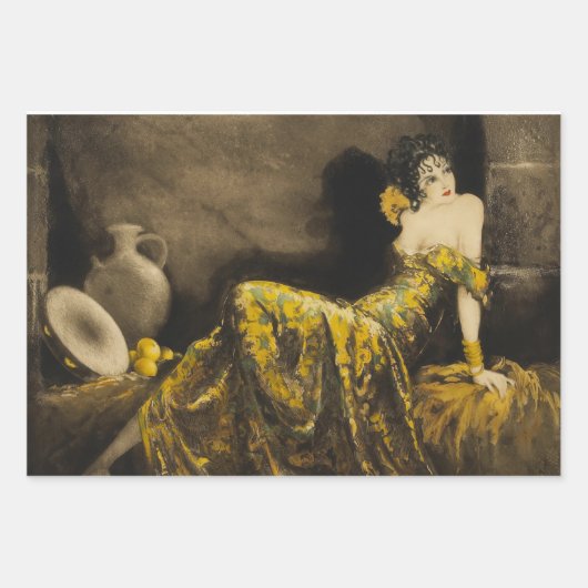 ルイ・イカルト1940年の1950年のデコページデコページング ラッピングペーパーシート (正面)