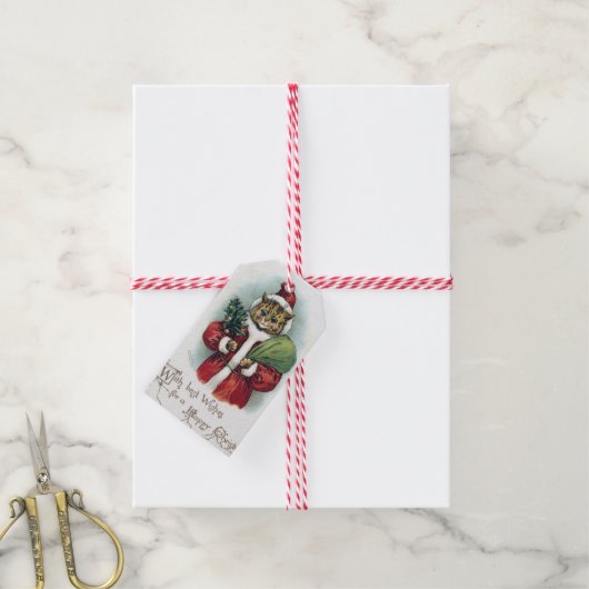 ルイ・ウィンのクリスマスキャット ギフトタグ (より糸付き)