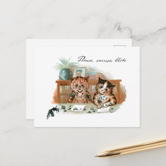 ルイ・ウィンの乱雑な猫 ポストカード (正面/裏面インサイチュ)