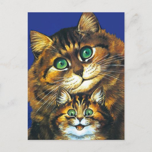 ルイ・ウィン母猫と子ども葉書 ポストカード (正面)