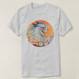 ルイ・ウェインが青い電気猫を花で笑う Tシャツ