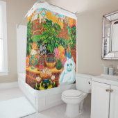 ルイ・ウェインさん – 花好きの猫 シャワーカーテン (インサイチュ)