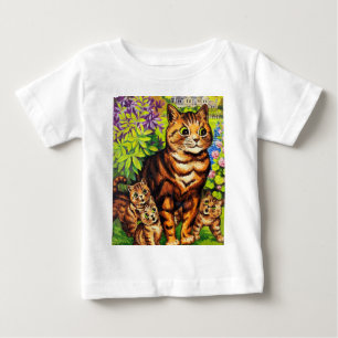 ルイ・ウェインによるかわいい猫と子猫のイラスト ベビーTシャツ