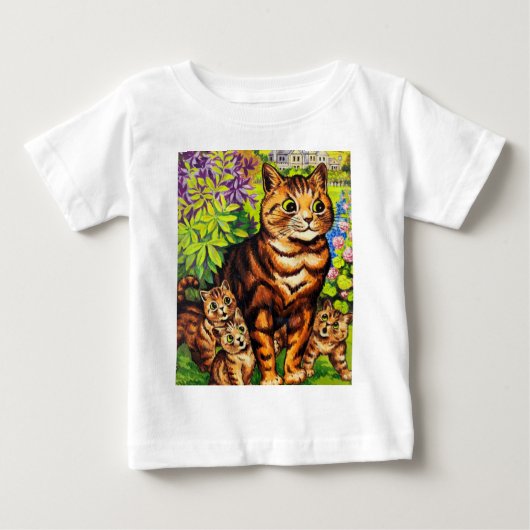 ルイ・ウェインによるかわいい猫と子猫のイラスト ベビーTシャツ (正面)
