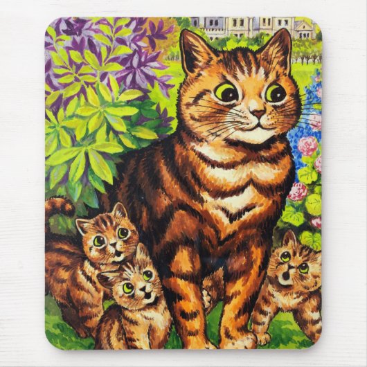 ルイ・ウェインによるかわいい猫と子猫のイラスト マウスパッド (正面)