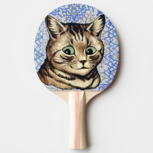 ルイ・ウェインによる猫の頭の絵 卓球ラケット (正面)