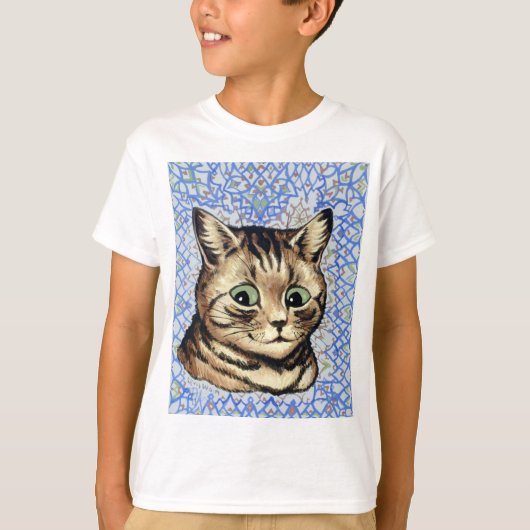 ルイ・ウェインによる猫の頭の絵  Tシャツ (正面)