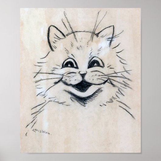 ルイ・ウェインによる笑う猫のスケッチ ポスター (正面)