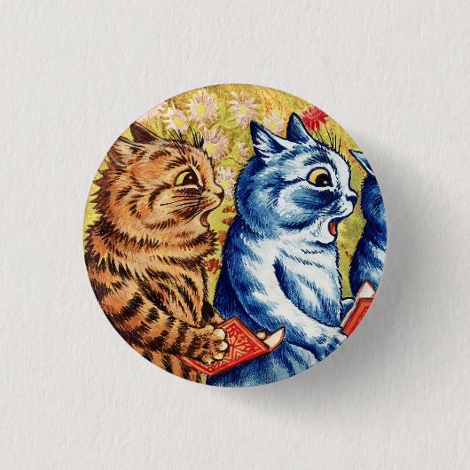 ルイ・ウェインによる3匹の歌う猫 缶バッジ (正面)