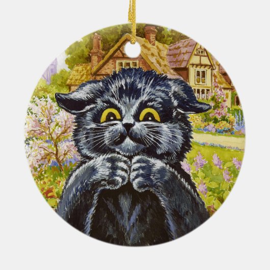 ルイ・ウェインのキティ&ハウス背景のオーナメント セラミックオーナメント (裏面)