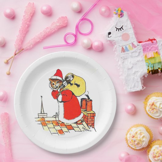 ルイ・ウェインのサンタクロース猫 ペーパープレート (パーティー)
