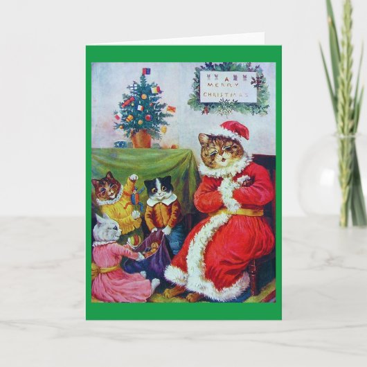 ルイ・ウェインのヴィンテージ猫のクリスマス シーズンカード (正面)