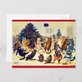 ルイ・ウェインの猫のクリスマス・パーティ シーズンポストカード (正面/裏面)