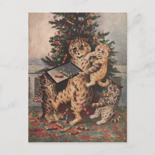 ルイ・ウェインの猫の国のクリスマス シーズンポストカード (正面)