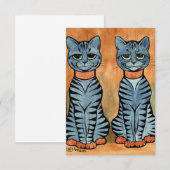 ルイ・ウェイン作「双子の猫」縞模様の猫 サンキューカード (正面/裏面)