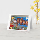 ルイ·ウェイン·ネコとフクロウ カード (黄色い花)