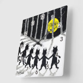 ルイ·ウェイン·満月と猫 スクエア壁時計 (傾斜)