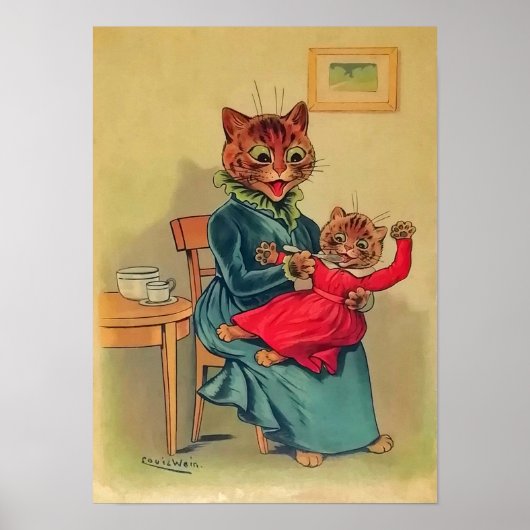 ルイ・ウェイン 猫の母と娘 ポスター (正面)