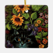 ルイ・ウェイン 花に囲まれた猫のオーナメント セラミックオーナメント (正面)