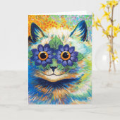 ルイ・ウェイン | 花の目の猫 Pos カード (黄色い花)