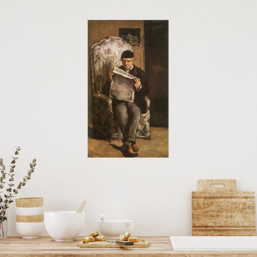 ルイ・オーギュストセザンヌの画家の読父 ポスター (キッチン)