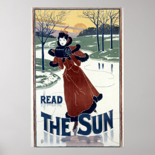 ルイ・ジョン・リードによる1895年アール・ヌーヴォー様式のThe Sun広告 ポスター