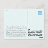 ルイ·デジョイをUSPSにようこそ。 ポストカード (裏面)