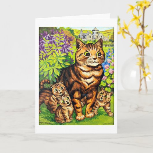 ルイ・ワインという庭に暮らす猫たち カード (黄色い花)